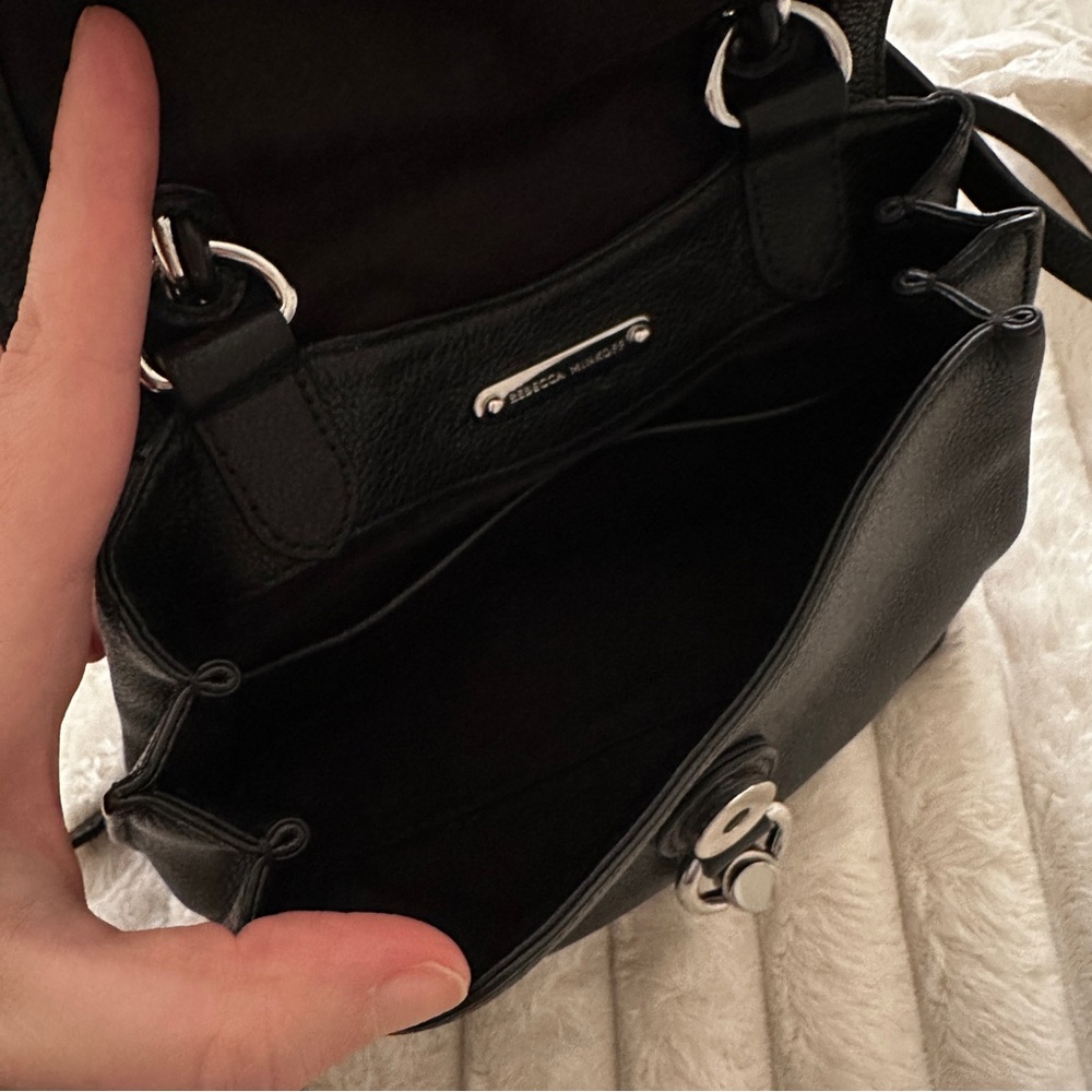 Rebecca Minkoff Stella Mini Satchel Crossbody Mac Love Purse Bag Black Leather - Picture 3 of 11